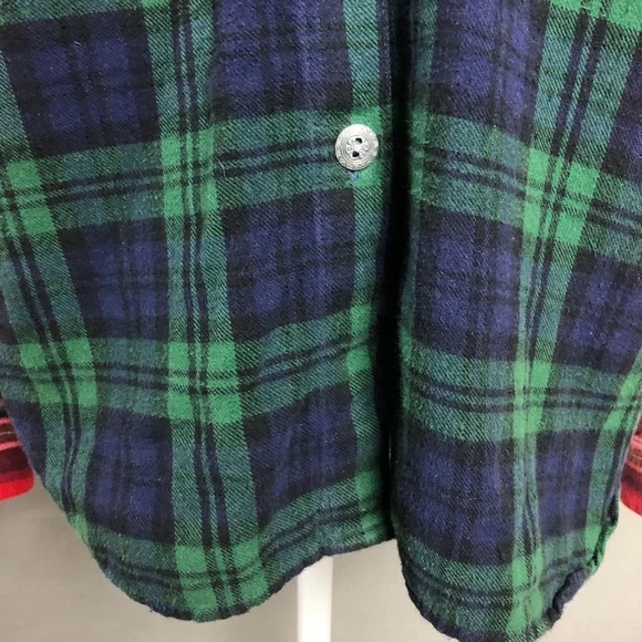 Vintage Blair Patchwork Flannel Shirt Red Blue Plaid Floral Embroidered Top - Picture 4 of 7